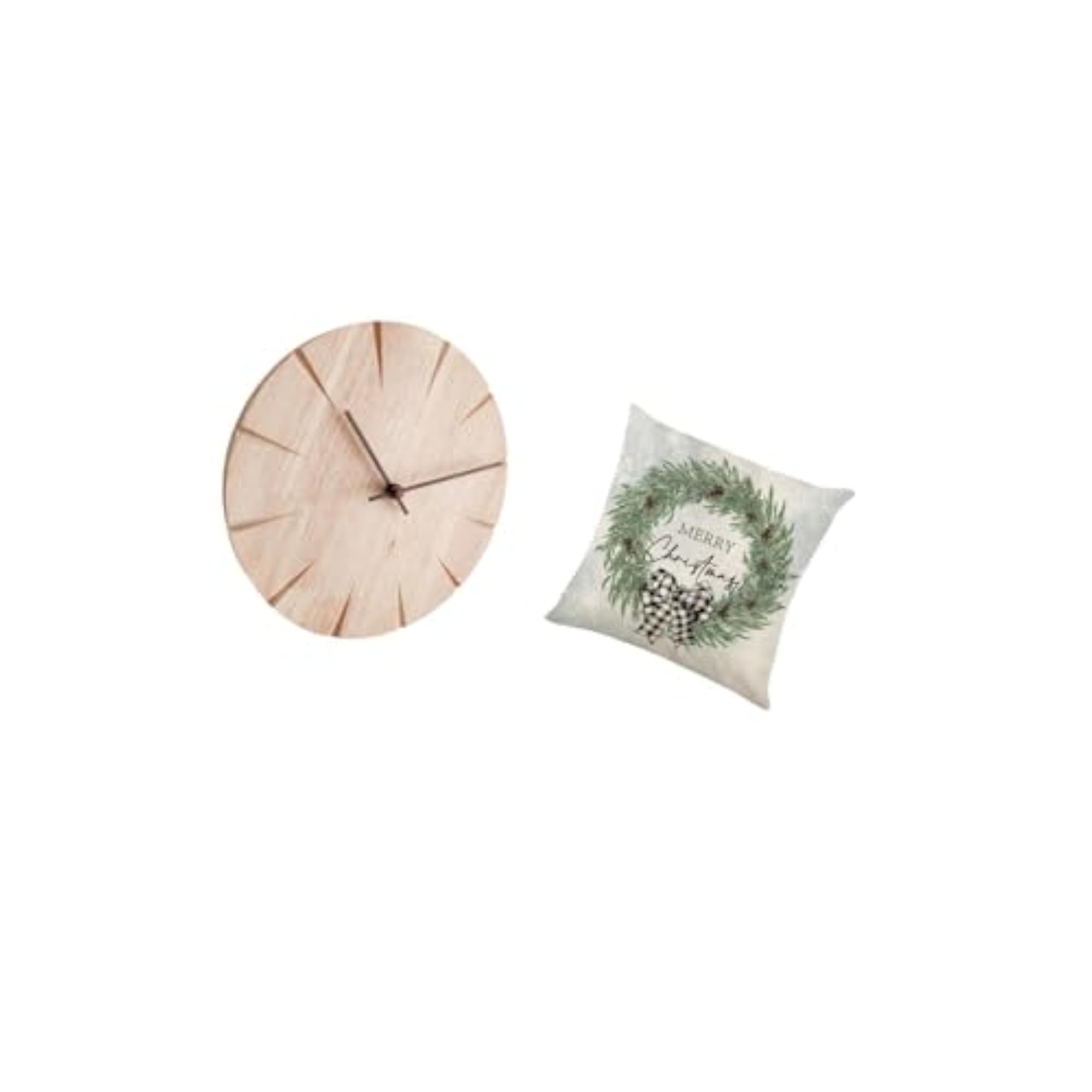 Creative Solid Wood Wall Clock and Christmas Pillow Cover